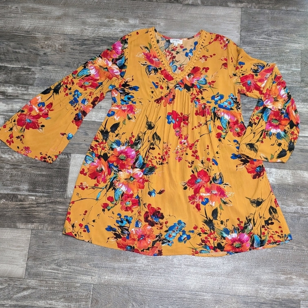 Umgee Womens Mustard Yellow  Top -Sz M